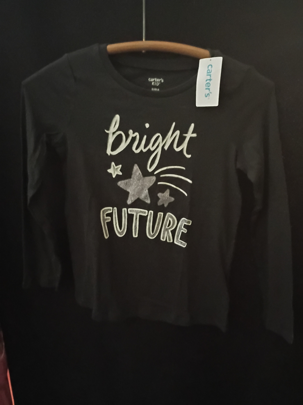 Brand New Carter's Black Long-Sleeve Tee with 'Bright Future' Star Graphic